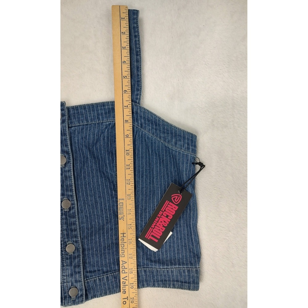 Rock & Roll Denim Women's‎ Dark Wash Pinstripe Denim Corset Crop Top NWT XL - Picture 6 of 10